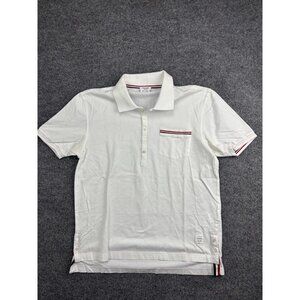 Thom Browne Polo Shirt Mens 4 White Side Button Pocket Trim Made In Japan
